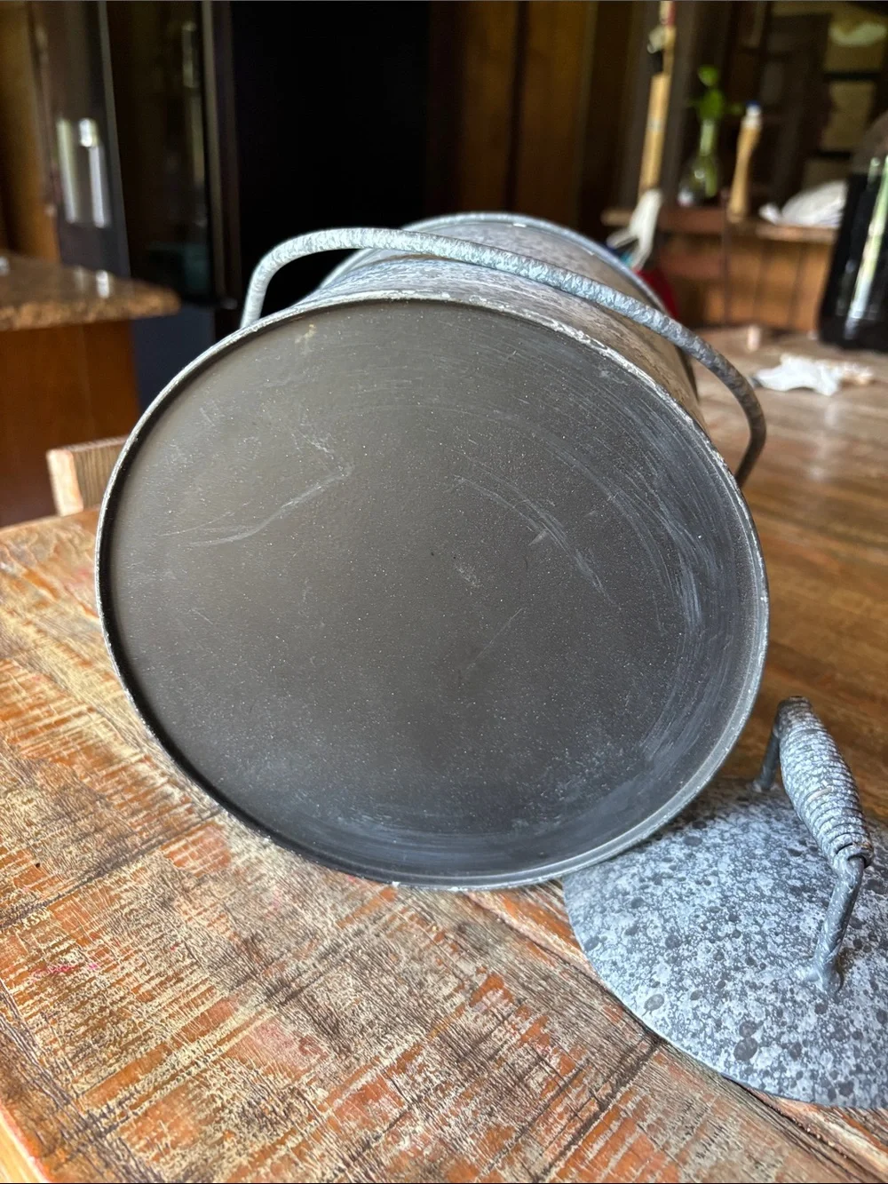 Galvanized Metal Milk Canister - Rustic Gray Home Accent